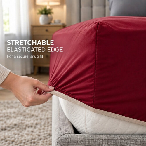 Imperial Rooms (Red, King) Fitted Sheets 40cm Deep Bed Sheet Single Double King 2