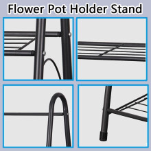 3Tier Metal Plant Stand, Indoor/Outdoor Plant Holder Rack for Living Room, Balcony, and Garden, Black