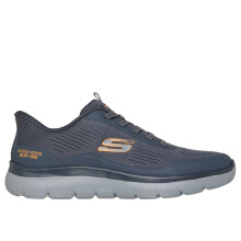 (9.5 UK, Charcoal/Orange) Skechers Mens Summits - Leyter Slip-In Trainers