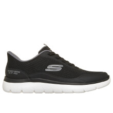 (8 UK, Black/White) Skechers Mens Summits - Leyter Slip-In Trainers