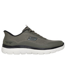 (9.5 UK, Olive) Skechers Mens Summits - Leyter Slip-In Trainers