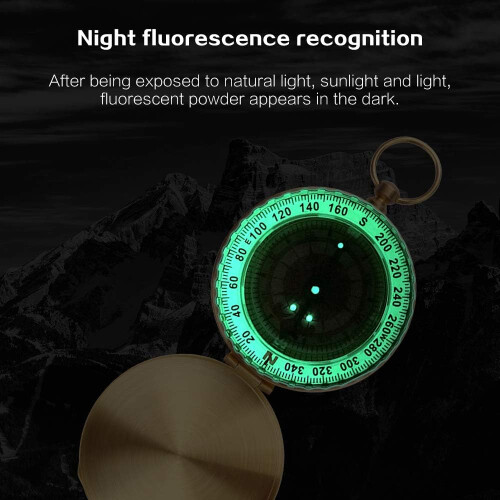 Brass Compass with Luminous for Camping Hiking 2