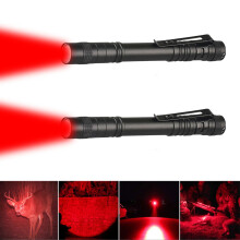 Red Light Torch Mini LED Flashlight with Pen Clip,, 13 cm (2 Pack)