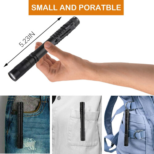 Red Light Torch Mini LED Flashlight with Pen Clip,, 13 cm (2 Pack) 2