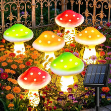 Solar Garden Ornaments Lights 6 LED Mushroom Solar Lights