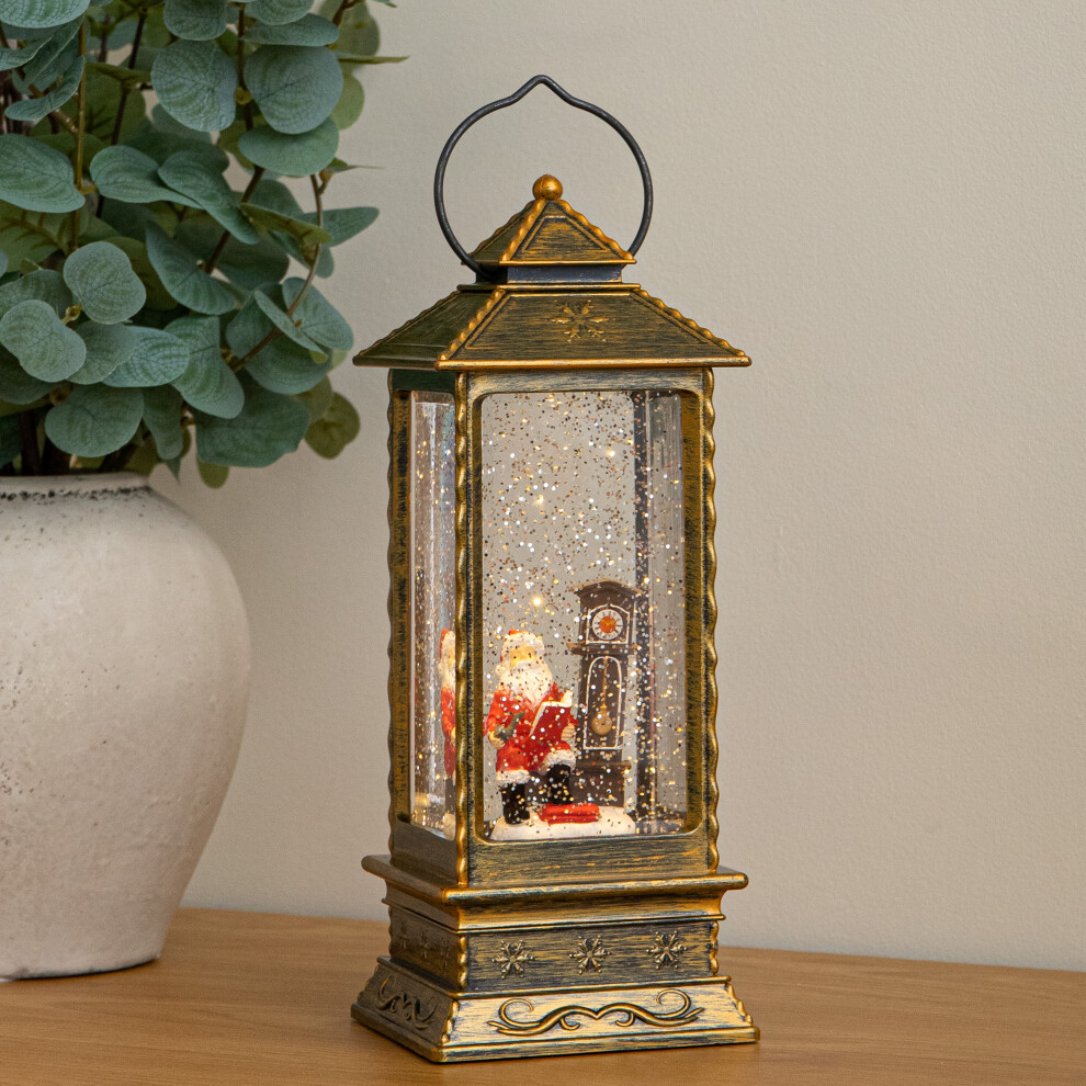 Samuel Alexander Unisex Gold 27Cm Led Christmas Water Spinner With Santa & Clock - Image 3