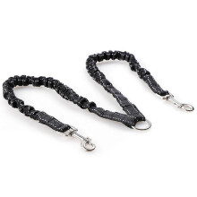 (Black 2 leashes, L) Outdoor Double Dog Leash Hands-Free Adjustable Waist Chest Strap Jogging Running Walking