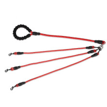 (Red 3 Leashes, L) Outdoor Double Dog Leash Hands-Free Adjustable Waist Chest Strap Jogging Running Walking