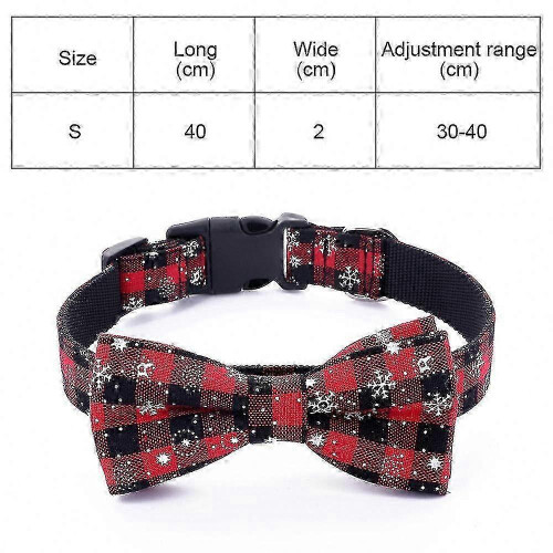 (S) Festive Christmas Red Snowflake Bow Tie Dog Collar Adjustable 4 Sizes 1