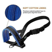 (XL blue) Schwarzer, strapazierfähiger Maulkorb mit Kopfband für kleine, mittlere und große Hunde