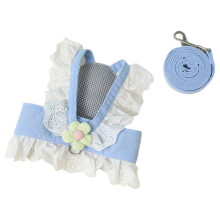 (Blue, L) Set pettorina e guinzaglio per conigli Blue S in poliestere morbido e traspirante, gilet antifuga per passeggiate con animali domestici