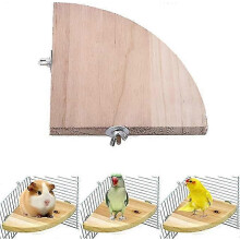 (15*15cm) 2 Pack Wooden Fan Shape Bird Perch Stand Platform for Parrot Hamster Squirrel Cage Playground Accessories