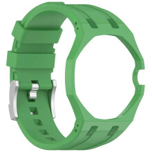 (green-3) 2-in-1 PC Case and Silicone Strap Modification Accessories, Compatible with Swatch X AP Royal Pop Pocket Watch to Wristwatch Conversion
