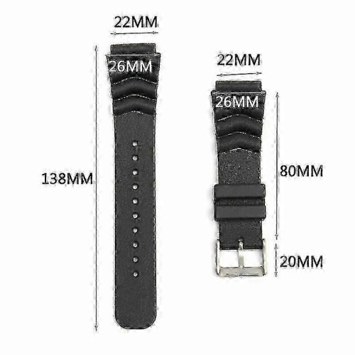 SEIKO DIVER'S Watch Band in Black Rubber Replacement strap for 22MM Size 2