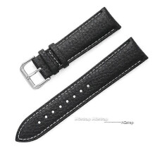 (20mm, black white) Soft Leather Watch Band 16mm 18mm 20mm 22mm Litchi Pattern Bracelet Universal Waterproof Belt Replacement Wrist Strap Watchbands