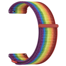 (Rainbow, Multicolor) For Garmin Venu X1 Wrist Strap Magic Tape Nylon Loop Watch Band with Metal Ring