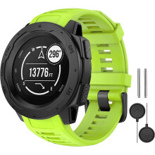 (Green) ZRUXE Soft Silicone Replacement Watch Strap for Garmin Instinct/ Solar/ Tactical
