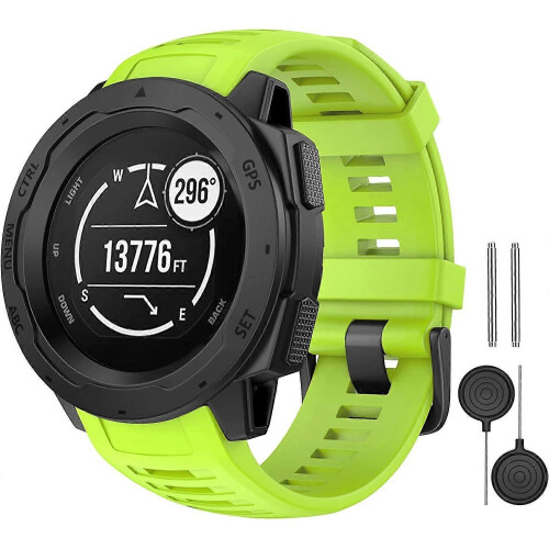 (Green) ZRUXE Soft Silicone Replacement Watch Strap for Garmin Instinct/ Solar/ Tactical