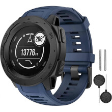 (Navy blue) ZRUXE Soft Silicone Replacement Watch Strap for Garmin Instinct/ Solar/ Tactical