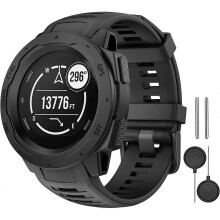 (Black) ZRUXE Soft Silicone Replacement Watch Strap for Garmin Instinct/ Solar/ Tactical