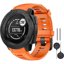 (Orange) ZRUXE Soft Silicone Replacement Watch Strap for Garmin Instinct/ Solar/ Tactical