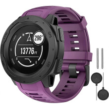(Purple) ZRUXE Soft Silicone Replacement Watch Strap for Garmin Instinct/ Solar/ Tactical