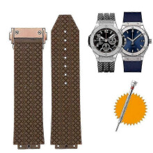 (25mm-19mm, brown rosegold) Replacement Band compatible with Hublot Big Bang Watch, Silicone Rubber 25*19mm Waterproof Strap