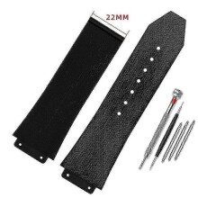 (25mm-19mm, A no buckle) Replacement Band compatible with Hublot Big Bang Watch, Silicone Rubber 25*19mm Waterproof Strap