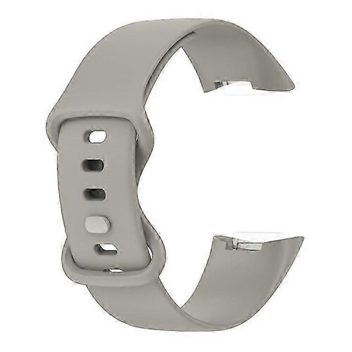 (Grey) Soft Silicone Watch Band Solid Color Adjustable Bracelet Strap Replacement Compatible For Fitbit Charge 5