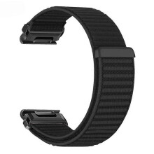 (Black) 22mm Wrist Strap Compatible For Garmin Fenix 7 / 7 Pro / 6 / 6 Pro / 5 Plus Magic Tape Nylon Woven Watch Band
