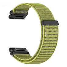 (Green) 22mm Wrist Strap Compatible For Garmin Fenix 7 / 7 Pro / 6 / 6 Pro / 5 Plus Magic Tape Nylon Woven Watch Band