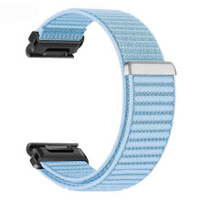 (LightBlue) 22mm Wrist Strap Compatible For Garmin Fenix 7 / 7 Pro / 6 / 6 Pro / 5 Plus Magic Tape Nylon Woven Watch Band