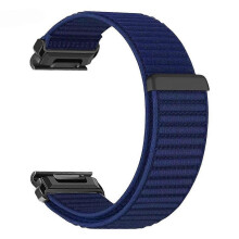 (Blue) 22mm Wrist Strap Compatible For Garmin Fenix 7 / 7 Pro / 6 / 6 Pro / 5 Plus Magic Tape Nylon Woven Watch Band