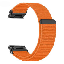 (Orange) 22mm Wrist Strap Compatible For Garmin Fenix 7 / 7 Pro / 6 / 6 Pro / 5 Plus Magic Tape Nylon Woven Watch Band