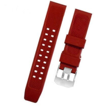 (Red Silver Buckle) 23mm Silicone Waterproof Watch Strap Compatible for Luminox 1800 3050 3080 3150 8800 Series