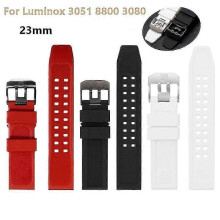 (Black Silver Buckle) 23mm Silicone Waterproof Watch Strap Compatible for Luminox 1800 3050 3080 3150 8800 Series