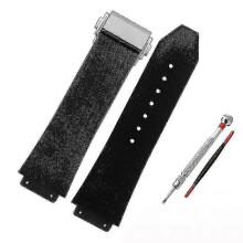 (25mm-19mm, black A SK) Replacement Band compatible with Hublot Big Bang Watch, Silicone Rubber 25*19mm Waterproof Strap