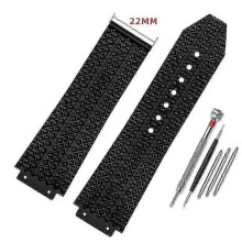 (24mm-17mm, B no buckle) Replacement Band compatible with Hublot Big Bang Watch, Silicone Rubber 25*19mm Waterproof Strap