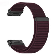 (WineRed) 22mm Wrist Strap Compatible For Garmin Fenix 7 / 7 Pro / 6 / 6 Pro / 5 Plus Magic Tape Nylon Woven Watch Band