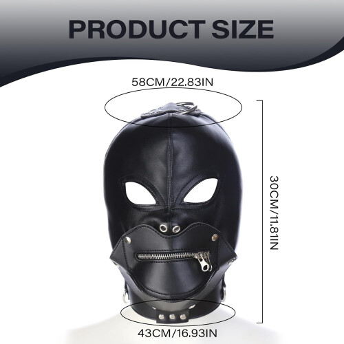 Gimp Mask Wicked Demon  Leather Mask with Plush Lining Adjustable Back Tie Removable 2