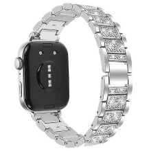 (Silver) Compatible For Huawei Watch Fit 3 Metal Band Smart Watch Wrist Strap with Rhinestone