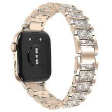 (Champagne) Compatible For Huawei Watch Fit 3 Metal Band Smart Watch Wrist Strap with Rhinestone