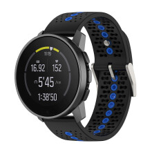 (Black Blue) Dual-Color Silicone Watch Strap For Suunto Race2 / Run/ Race S / Race / Vertical /9 Peak ,22Mm White