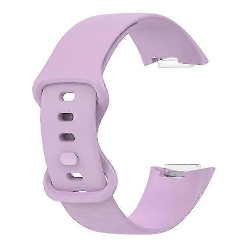 (LightPurple) Soft Silicone Watch Band Solid Color Adjustable Bracelet Strap Replacement Compatible For Fitbit Charge 5