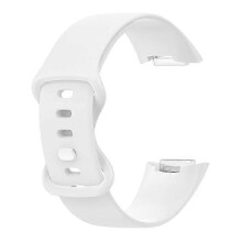 (White) Soft Silicone Watch Band Solid Color Adjustable Bracelet Strap Replacement Compatible For Fitbit Charge 5