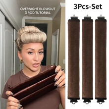(Grau, 3PCS) Heatless Curling Rod Headband Lazy Hair Curlers Soft Flexi Rods with Hook Hair Styling Tools for Sleeping No Heat Damage Brown