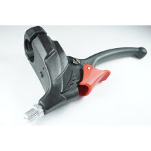 Varios Brake Lever with Parking Lever Lock – Open – Clamp Size 25 mm, Brake Cable Guide Straight 80 Degrees, Adjustment Screw, Insert Nut
