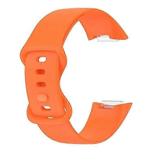 (Orange) Soft Silicone Watch Band Solid Color Adjustable Bracelet Strap Replacement Compatible For Fitbit Charge 5 2