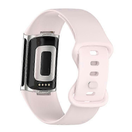 (Pink) Soft Silicone Watch Band Solid Color Adjustable Bracelet Strap Replacement Compatible For Fitbit Charge 5 2