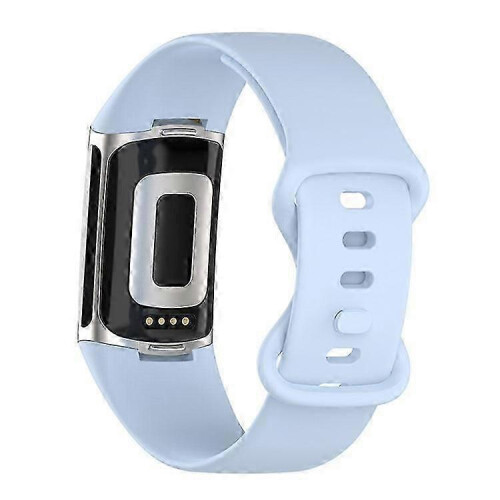 (LightBlue) Soft Silicone Watch Band Solid Color Adjustable Bracelet Strap Replacement Compatible For Fitbit Charge 5 2